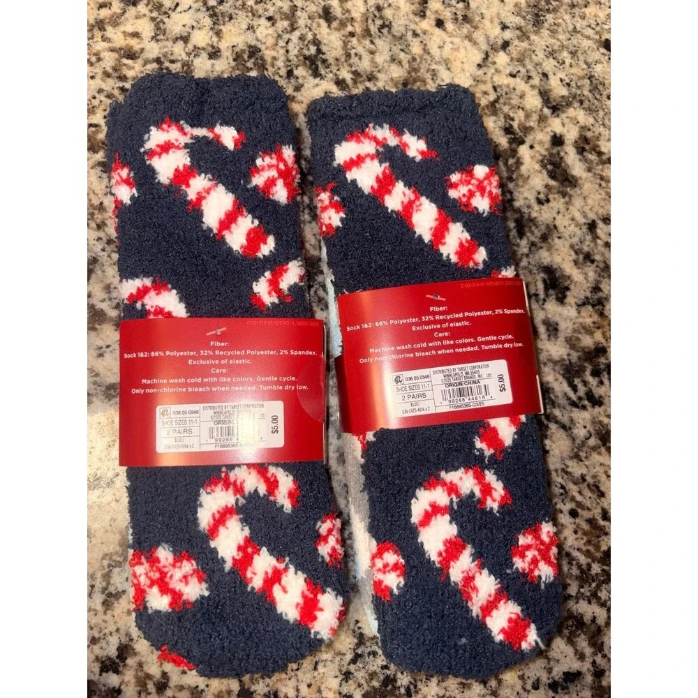 Kids' 2pk Christmas Sea Life Animals‎ & Candy Canes Cozy Crew Socks ( 2 packs )